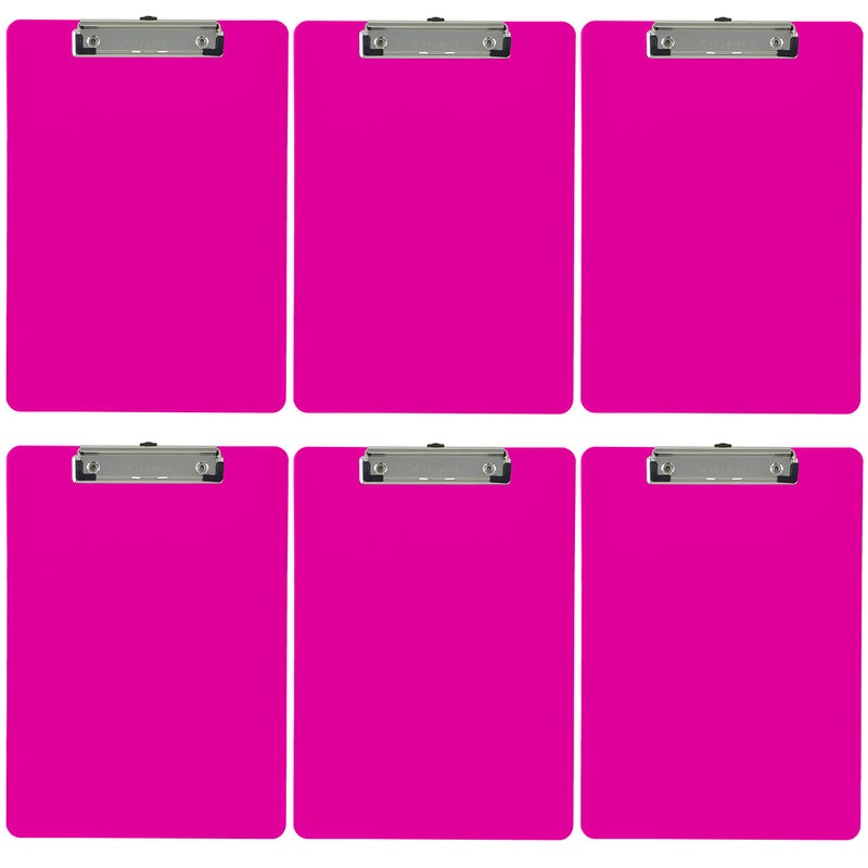 Trade Quest Plastic Clipboard Opaque Color Letter Size Low Profile Clip (Pack of 6) (Pink) - Image 1